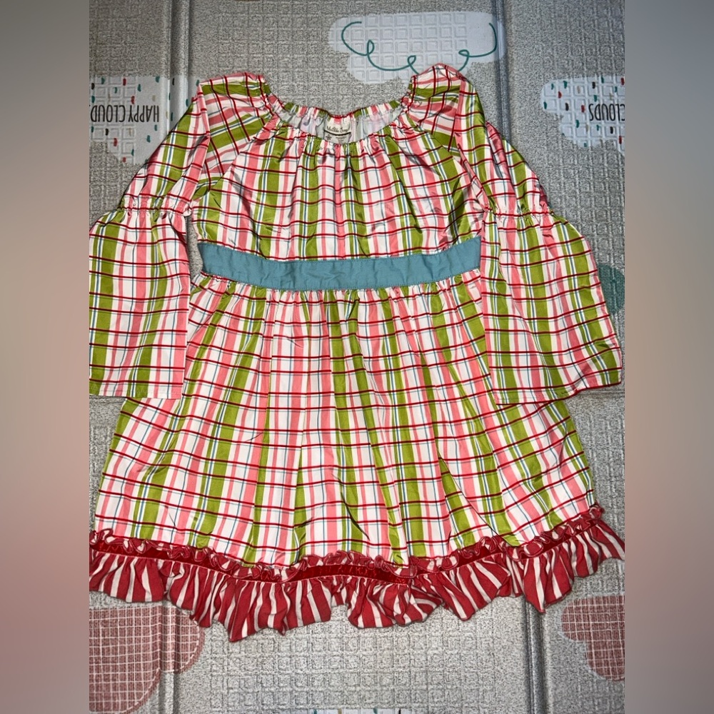 Matilda Jane Secret Fields Tied With a Bow Plaid Peasant Top (Size 12)
